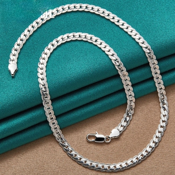 Silver Plated Chain Necklace Women & Men - Picture 7 of 11
